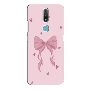 Чехол банты для Nokia 2.4 (Бант на розовом)