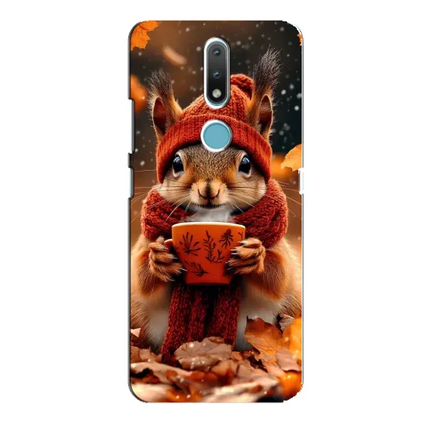 Чехол с рисунком «Белка с кофе» для Nokia 2.4 Чехол с рисунком «Белка с кофе» для Nokia 2.4