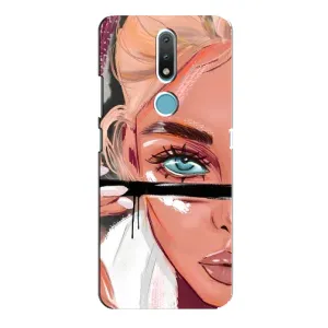 Силиконовый Чехол на Nokia 2.4 с картинкой Стильных Девушек (Девушка и ресницы)