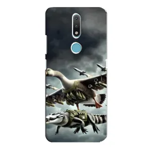 Чехол с мемами тралалело тралала для Nokia 2.4 (Гусини и крокодило)
