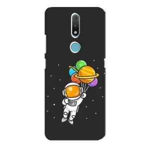 Силіконовый Чохол з принтом "Космонавти" на Nokia 2.4 (Космонавт з кульками)