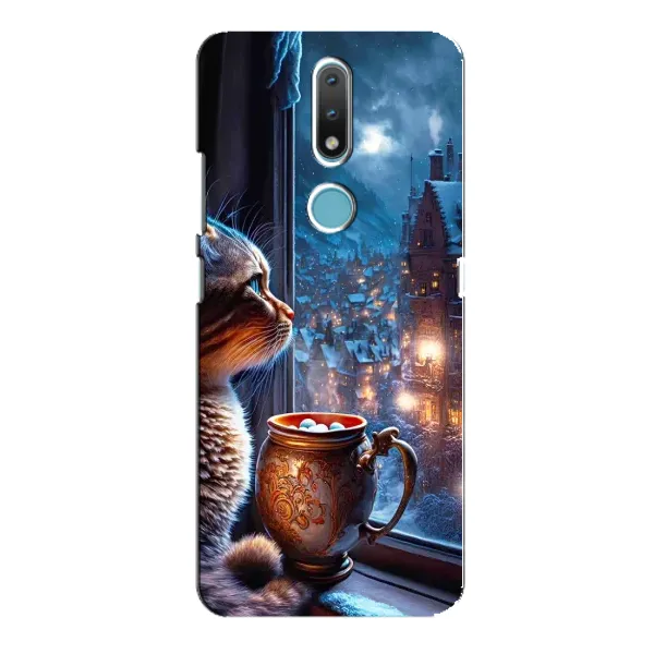 Чехол с рисунком «Кот новогодний» для Nokia 2.4 Чехол с рисунком «Кот новогодний» для Nokia 2.4