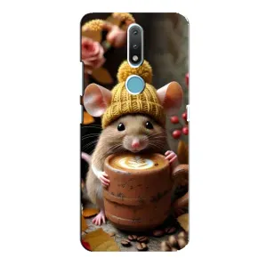Печатный чехол «Зверята с кофе» для Nokia 2.4 (Мышка с кофе)