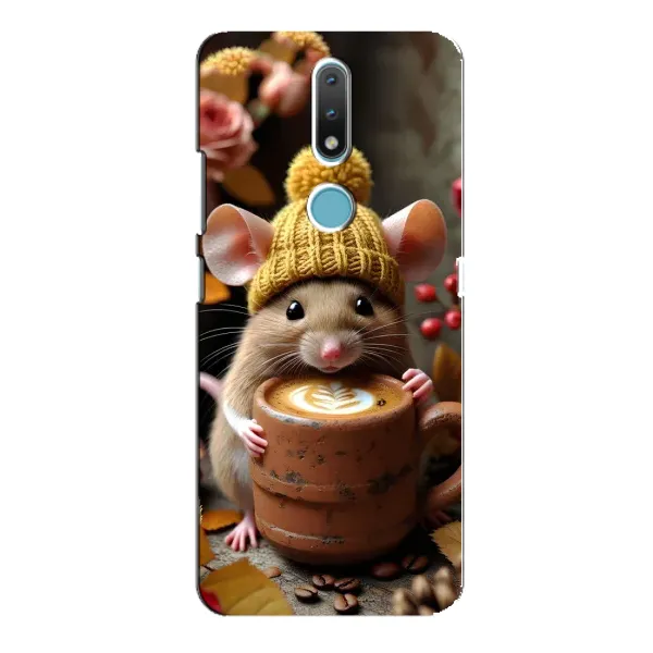 Чехол с рисунком «Мышка с кофе» для Nokia 2.4 Чехол с рисунком «Мышка с кофе» для Nokia 2.4