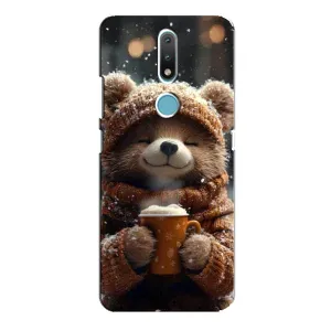 Печатный чехол «Зверята с кофе» для Nokia 2.4 (Медвежонок с кофе)
