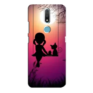 Девчачий Чехол для Nokia 2.4 (На качели)
