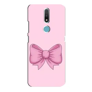 Чехол банты для Nokia 2.4 (Розовый бантик)