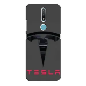 Силиконовый бампер с картинкой машины на Nokia 2.4 (Logo TESLA)