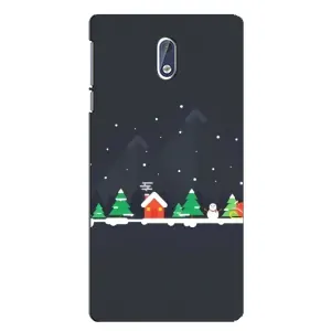 Силиконовый бампер на рождество для Nokia 3.1 (Город зимний)