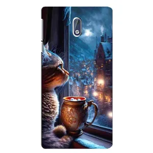 Чехлы на Новый Год Nokia 3.1 (Кот новогодний)
