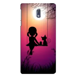 Чехол с рисунком «На качели» для Nokia 3.1