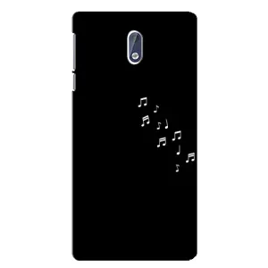Чехол с картинками на черном фоне для Nokia 3.1 (Ноты)