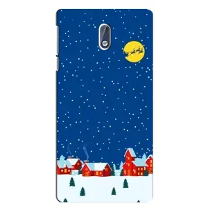 Силиконовый бампер на рождество для Nokia 3 (Город в снегу)