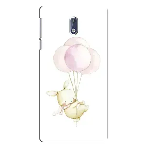 Силиконовый бампер с картинкой животных для Nokia 3 (Кролик и шарики)