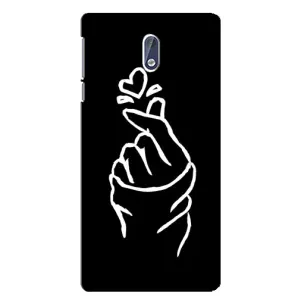 Чехлы (Знак сердечка) на Nokia 3 (Сердце на черном)