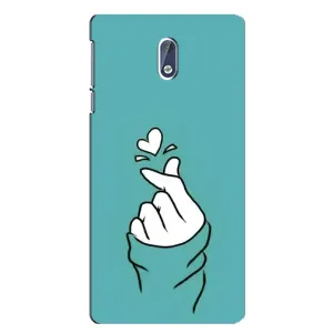 Чехлы (Знак сердечка) на Nokia 3 (Сердечко на бирюзовом)