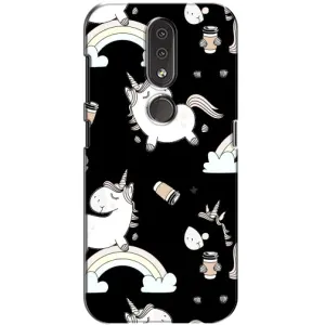 Чехол Unicorn на Nokia 4.2 (Единорог с кофе)