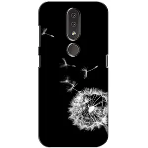 Силиконовый Чехол с одуванчиками на Nokia 4.2 (Одуванчик на чёрном)