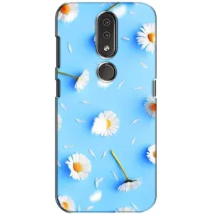 Чехол с Цветами для Nokia 4.2 (ромашки на голубом)