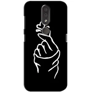 Чехлы (Знак сердечка) на Nokia 4.2 (Сердце на черном)