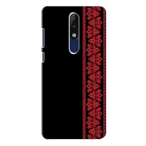 Силиконовый Чехол на Nokia 5.1 Plus (X5) (Красная Вышиванка)