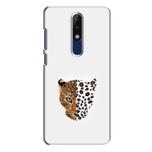 Чехол с леопардовым принтом на Nokia 5.1 Plus (X5) (Леопард на белом)