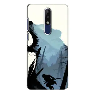 Силиконовый бампер с картинкой животных для Nokia 5.1 Plus (X5) (Медведь и лес)