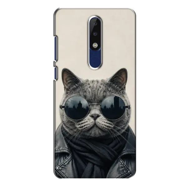 Чехол с рисунком «Модный кот» для Nokia 5.1 Plus (X5) Чехол с рисунком «Модный кот» для Nokia 5.1 Plus (X5)