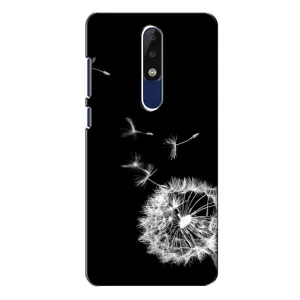 Силиконовый Чехол с одуванчиками на Nokia 5.1 Plus (X5) (Одуванчик на чёрном)