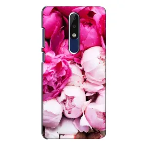 Силиконовый бампер с принтом (цветочки) на Нокиа 5.1 Плюс (Пионы)