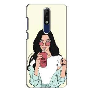Силиконовый Чехол на Nokia 5.1 Plus (X5) с картинкой Стильных Девушек (С напитком)