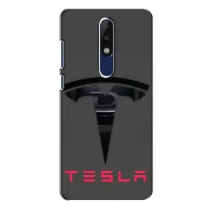 Силиконовый бампер с картинкой машины на Nokia 5.1 Plus (X5) (Logo TESLA)