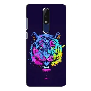 Силиконовый бампер с картинкой животных для Nokia 5.1 Plus (X5) (Тигр-Арт)