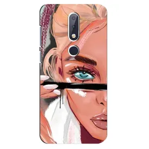 Силиконовый Чехол на Nokia 6.1 Plus с картинкой Стильных Девушек (Девушка и ресницы)