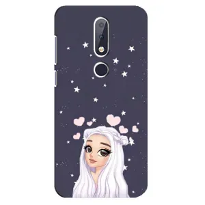 Чехол Стильные девушки на Nokia 6.1 Plus (Девушка и сердечки)