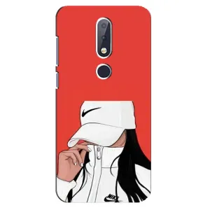 Силиконовый Чехол на Nokia 6.1 Plus с картинкой Стильных Девушек (Девушка Nike)