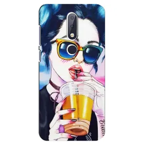 Чехол с картинкой Модные Девчонки Nokia 6.1 Plus (Девушка с коктейлем)