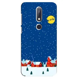 Силиконовый бампер на рождество для Nokia 6.1 Plus (Город в снегу)