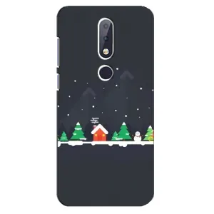 Силиконовый бампер на рождество для Nokia 6.1 Plus (Город зимний)