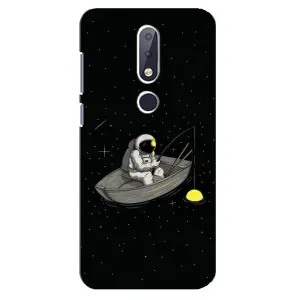 Силиконовый Чехол с принтом "Космонавты" на Nokia 6.1 Plus (Космонавт на рыбалке)
