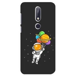 Силиконовый Чехол с принтом "Космонавты" на Nokia 6.1 Plus (Космонавт с шариками)