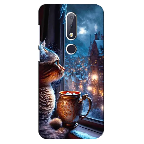 Чехол с рисунком «Кот новогодний» для Nokia 6.1 Plus