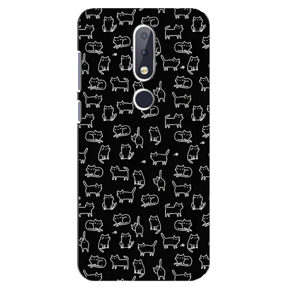Чехол с рисунком «Котики на черном» для Nokia 6.1 Plus Чехол с рисунком «Котики на черном» для Nokia 6.1 Plus