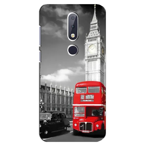 Чехол с рисунком «Красный автобус» для Nokia 6.1 Plus