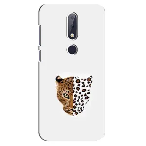 Чехол с леопардовым принтом на Nokia 6.1 Plus (Леопард на белом)