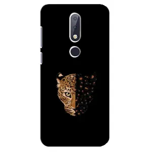 Чехол с леопардовым принтом на Nokia 6.1 Plus (Леопард на черном)