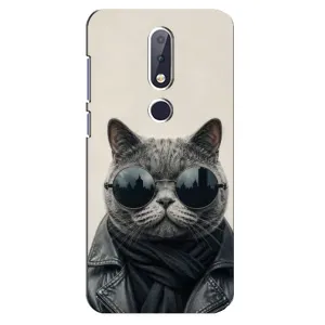 Чехол с рисунком «Модный кот» для Nokia 6.1 Plus