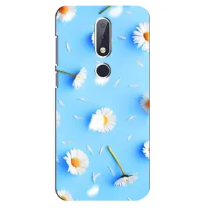 Чохол з Квітами для Nokia 6.1 Plus (ромашки на блакитному)