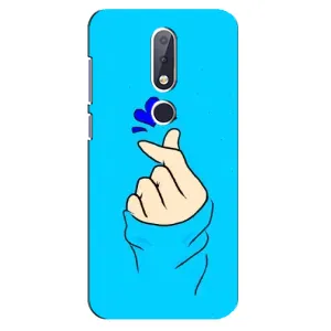 Чохол (Знак сердечка) для Nokia 6.1 Plus (Сердечко на синоьому)