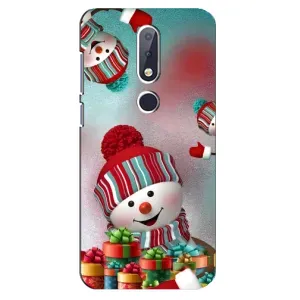Чехлы на Новый Год Nokia 6.1 Plus (Снеговик в шапке)